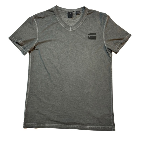 G Star Raw Doax Washed Organic Cotton V-neck T-shirt Size Large - Picture 5 of 12